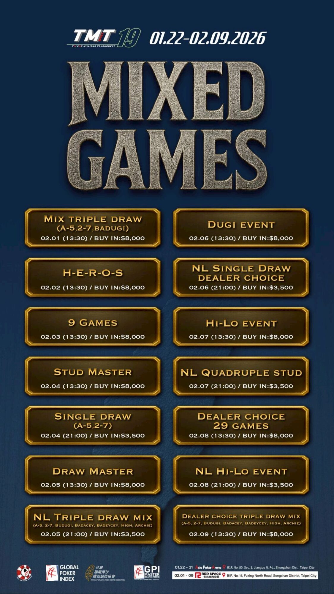 TMT19 Mixed Games Schedule
